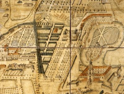 Fragment Planu z widokiem Rzeszowa z 1762 r. K. H. Wiedemanna. Ze zbior&oacute;w Muzeum Okręgowego w Rzeszowie